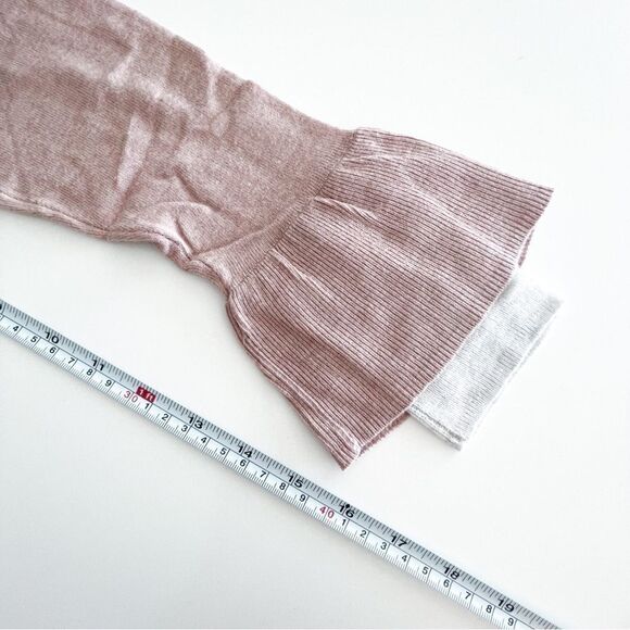 CAMBER & GRACE Pullover Pale Pink Knit Cream Chiffon Layered Look Women's S - Picture 8 of 9